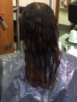 Brazilian Blow Dry keratin soaking into hair